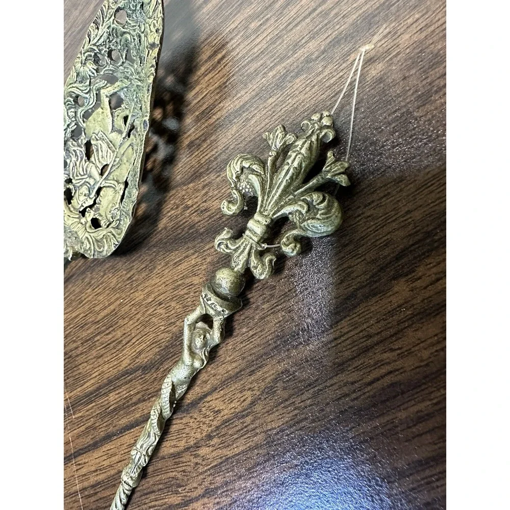 RARE Vintage 2 Piece Serving Montagnani Italy Ornate 4 Prong Fork And Slice